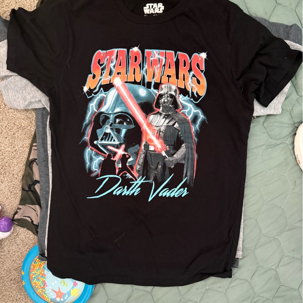 Star Wars Black Tee with Darth Vader and Red Lightsaber